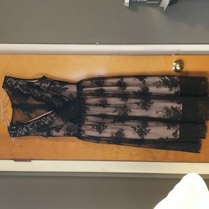 Semi formal pink and black lace dress